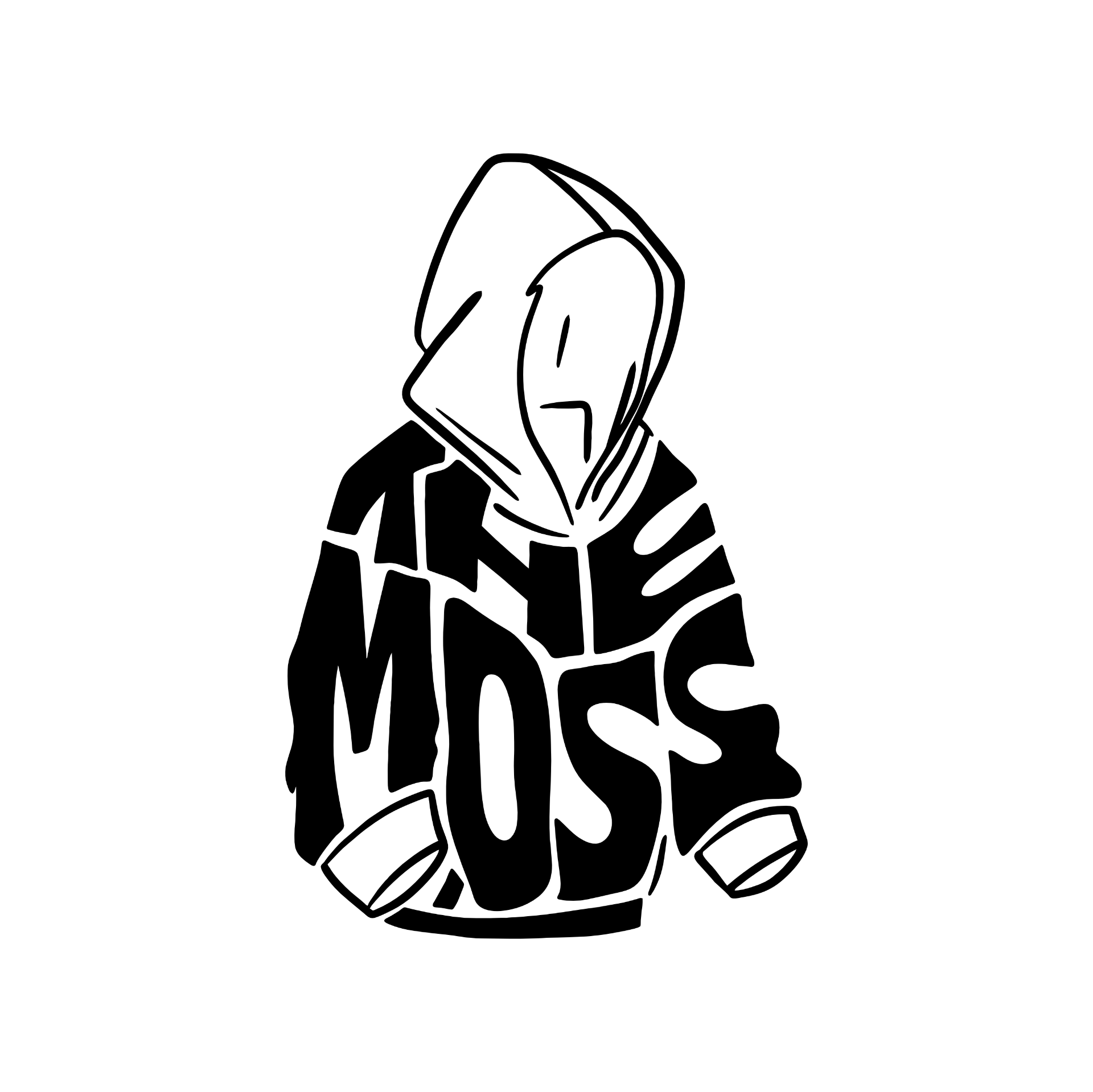 The MoSS hoodie logo — the letters THE MoSS form a hooded figure